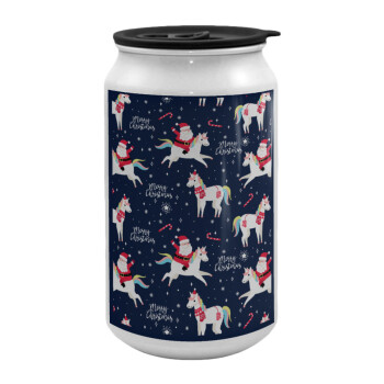 Unicorns & Santas, Κούπα ταξιδιού μεταλλική με καπάκι (tin-can) 500ml