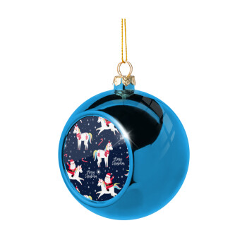 Unicorns & Santas, Χριστουγεννιάτικη μπάλα δένδρου Μπλε 8cm