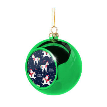 Unicorns & Santas, Χριστουγεννιάτικη μπάλα δένδρου Πράσινη 8cm