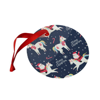 Unicorns & Santas, Χριστουγεννιάτικο στολίδι γυάλινο 9cm