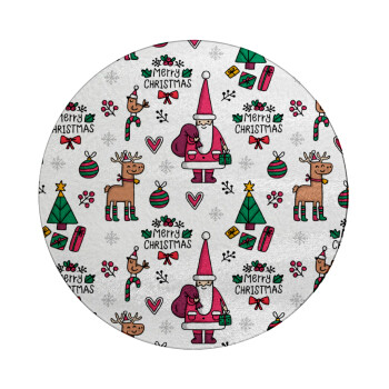 Santas, Deers & Trees, Επιφάνεια κοπής γυάλινη στρογγυλή (30cm)