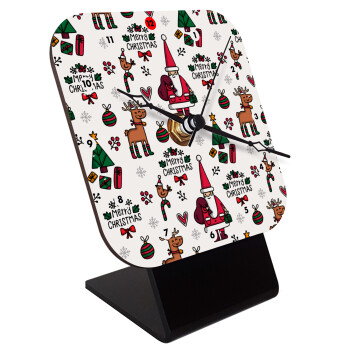 Santas, Deers & Trees, Επιτραπέζιο ρολόι ξύλινο με δείκτες (10cm)