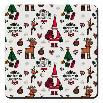 Santas, Deers & Trees, Τετράγωνο μαγνητάκι ξύλινο 9x9cm