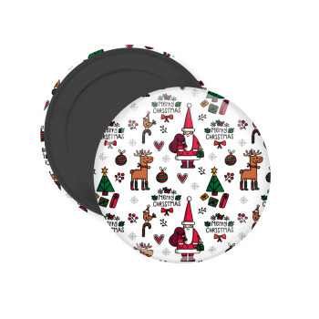 Santas, Deers & Trees, Μαγνητάκι ψυγείου στρογγυλό διάστασης 5cm