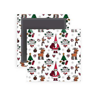 Santas, Deers & Trees, Μαγνητάκι ψυγείου τετράγωνο διάστασης 5x5cm
