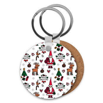 Santas, Deers & Trees, Μπρελόκ Ξύλινο στρογγυλό MDF Φ5cm