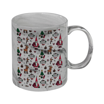 Santas, Deers & Trees, Mug ceramic marble style, 330ml