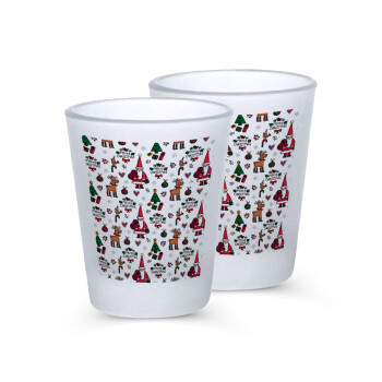 Santas, Deers & Trees, Σφηνοπότηρα γυάλινα 45ml του πάγου (2 τεμάχια)