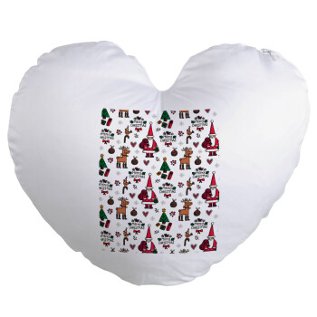 Santas, Deers & Trees, Μαξιλάρι καναπέ καρδιά 40x40cm περιέχεται το  γέμισμα