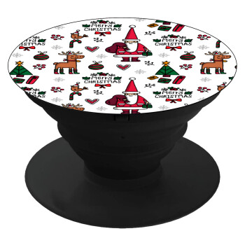 Santas, Deers & Trees, Phone Holders Stand  Black Hand-held Mobile Phone Holder