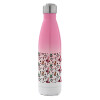 Metal mug thermos Pink/White (Stainless steel), double wall, 500ml
