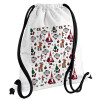 Backpack pouch GYMBAG white, with pocket (40x48cm) & thick cords