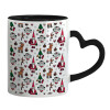 Mug heart black handle, ceramic, 330ml
