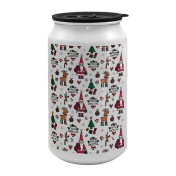 Santas, Deers & Trees, Κούπα ταξιδιού μεταλλική με καπάκι (tin-can) 500ml