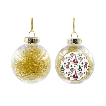 Santas, Deers & Trees, Χριστουγεννιάτικη μπάλα δένδρου διάφανη με χρυσό γέμισμα 8cm