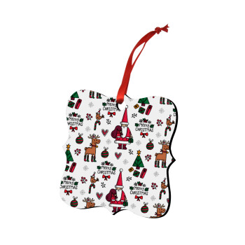 Santas, Deers & Trees, Στολίδι Χριστουγεννιάτικο στολίδι polygon ξύλινο 7.5cm