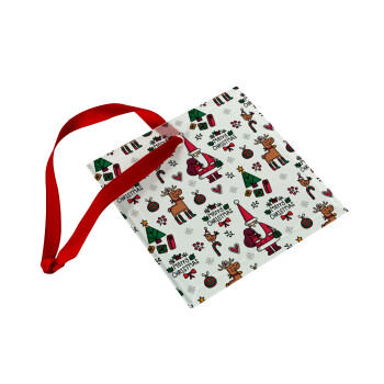 Santas, Deers & Trees, Στολίδι Χριστουγεννιάτικο στολίδι γυάλινο τετράγωνο 9x9cm