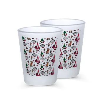 Santas, Deers & Trees, Σφηνοπότηρα γυάλινα 45ml του πάγου (2 τεμάχια)