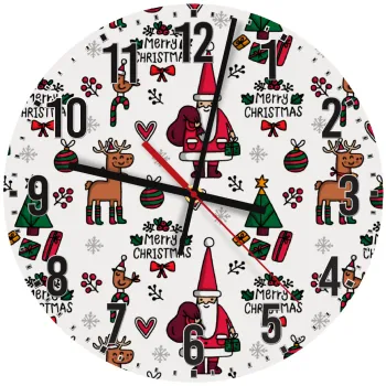Santas, Deers & Trees, Ρολόι τοίχου ξύλινο (30cm)