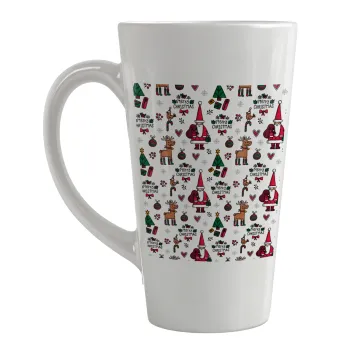Santas, Deers & Trees, Κούπα κωνική Latte Μεγάλη, κεραμική, 450ml