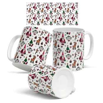 Santas, Deers & Trees, Κούπα, κεραμική, 330ml