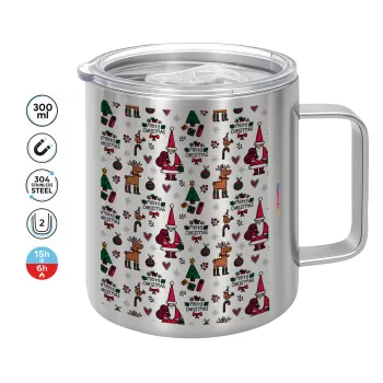 Santas, Deers & Trees, Mug Stainless steel double wall 300ml