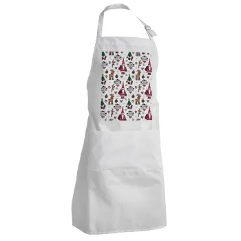 Santas, Deers & Trees, Adult Chef Apron (with sliders and 2 pockets)