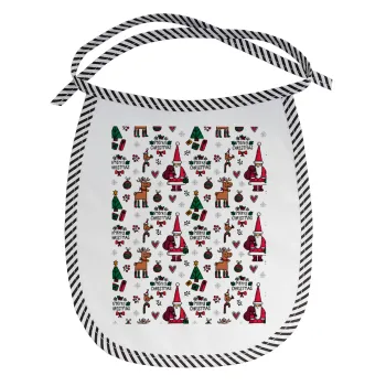 Santas, Deers & Trees, Σαλιάρα μωρού αλέκιαστη με κορδόνι Μαύρη