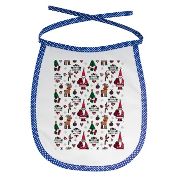 Santas, Deers & Trees, Σαλιάρα μωρού αλέκιαστη με κορδόνι Μπλε