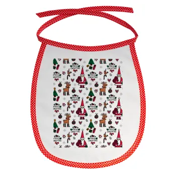 Santas, Deers & Trees, Σαλιάρα μωρού αλέκιαστη με κορδόνι Κόκκινη