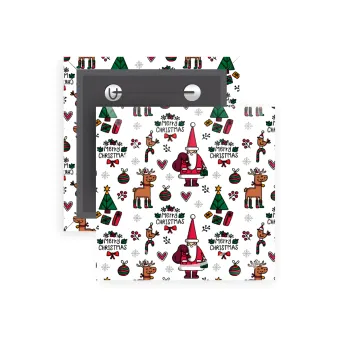 Santas, Deers & Trees, Κονκάρδα παραμάνα τετράγωνη 5x5cm