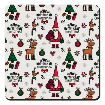 Santas, Deers & Trees, Τετράγωνο μαγνητάκι ξύλινο 9x9cm