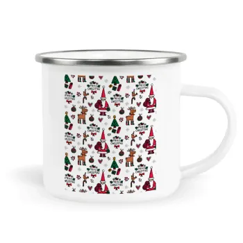 Santas, Deers & Trees, Κούπα Μεταλλική εμαγιέ λευκη 360ml