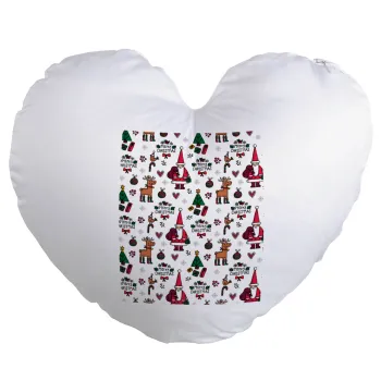 Santas, Deers & Trees, Μαξιλάρι καναπέ καρδιά 40x40cm περιέχεται το  γέμισμα