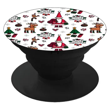 Santas, Deers & Trees, Phone Holders Stand  Black Hand-held Mobile Phone Holder