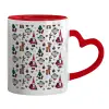 Mug heart red handle, ceramic, 330ml