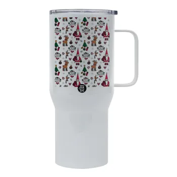 Santas, Deers & Trees, Mega Stainless steel Tumbler with lid, double wall 750L