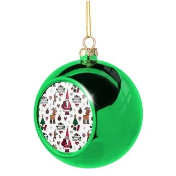 Santas, Deers & Trees, Green Christmas tree ornament ball 8cm