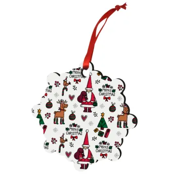 Santas, Deers & Trees, Στολίδι Χριστουγεννιάτικο στολίδι snowflake ξύλινο 7.5cm