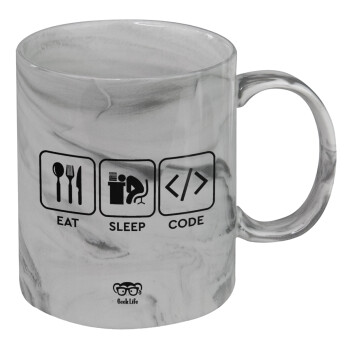 Eat Sleep Code, Mug ceramic marble style, 330ml