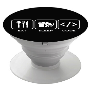 Eat Sleep Code, Phone Holders Stand  White Hand-held Mobile Phone Holder
