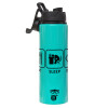 Metallic water bottle with safety lid, 850ml aluminum