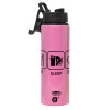 Metallic water bottle with safety lid, 850ml aluminum