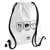 Backpack pouch GYMBAG white, with pocket (40x48cm) & thick cords