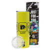 Neon Yellow Travel Tumbler θερμό, μεταλλικό καλαμάκι(Ανωξείδωτο 304 Food grade, BPA free, 600ml)