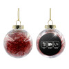 Transparent Christmas tree ball ornament with red filling 8cm