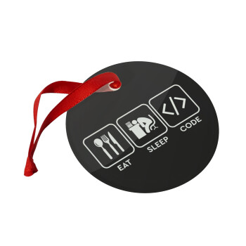 Eat Sleep Code, Christmas ornament glass 9cm