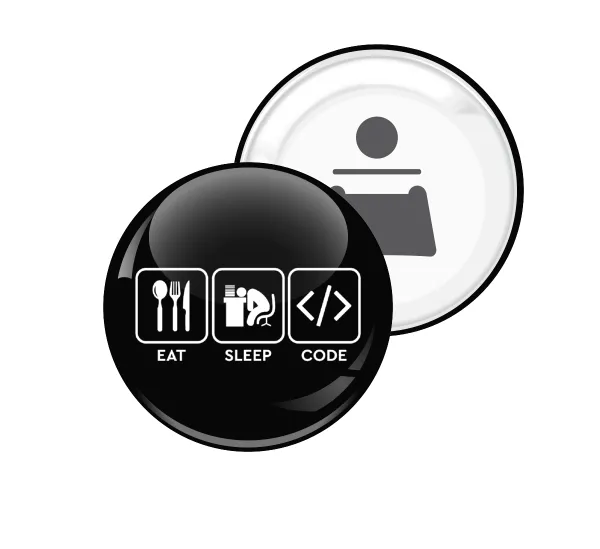 Eat Sleep Code — Round magnet and beer bottle opener, 5.9cm