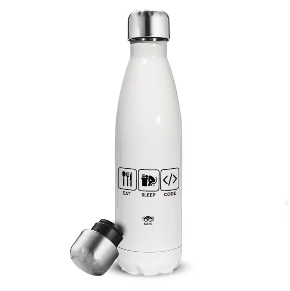 Eat Sleep Code — Metal mug thermos White (Stainless steel), double wall, 500ml
