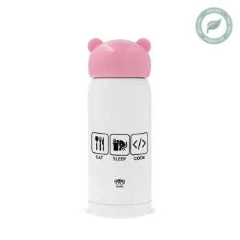 Eat Sleep Code, Ροζ ανοξείδωτο παγούρι θερμό (Stainless steel), 320ml